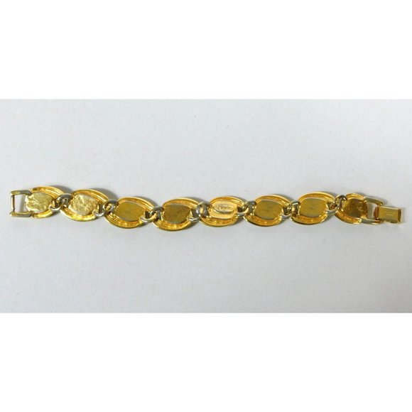 Vintage Signed Napier Faux Pearl Gold Tone Bracelet 6 7/8" Fold Over Clasp - Picture 9 of 13